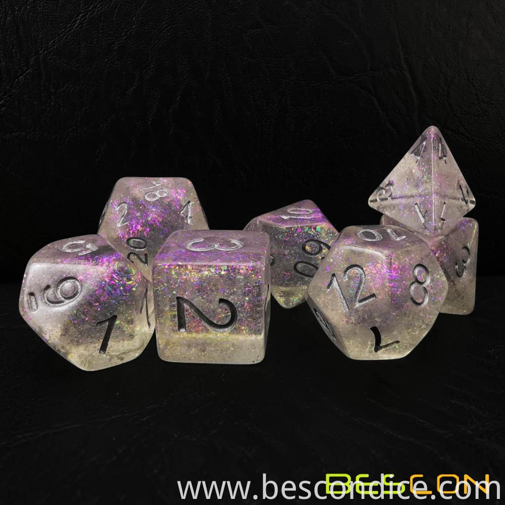 Shimmery Polyhedral Dice Set Silver Purple 1